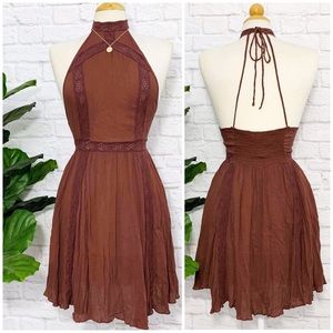 FREE PEOPLE halter lace boho dress